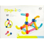 Magnetic Building Sticks Construction Set for Kids Creative Educational Learning Toy with Colorful Design Flexible Assembly and Strong Magnetic Connections 64 Pieces for Children Age 3+ - K Toys