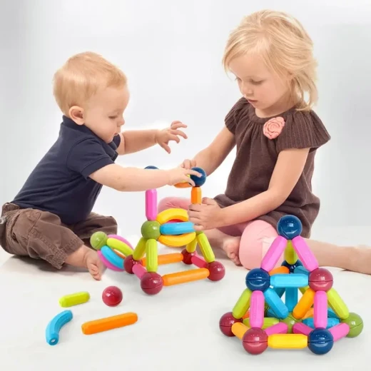 Magnetic Building Sticks Construction Set for Kids Creative Educational Learning Toy with Colorful Design Flexible Assembly and Strong Magnetic Connections 64 Pieces for Children Age 3+ - K Toys - Image 12