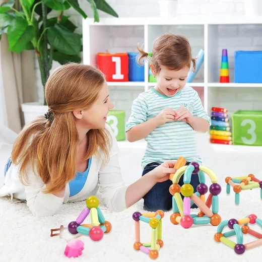 Magnetic Building Sticks Construction Set for Kids Creative Educational Learning Toy with Colorful Design Flexible Assembly and Strong Magnetic Connections 64 Pieces for Children Age 3+ - K Toys - Image 7