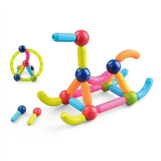 Magnetic Building Sticks Construction Set for Kids Creative Educational Learning Toy with Colorful Design Flexible Assembly and Strong Magnetic Connections 64 Pieces for Children Age 3+ - K Toys - Image 4
