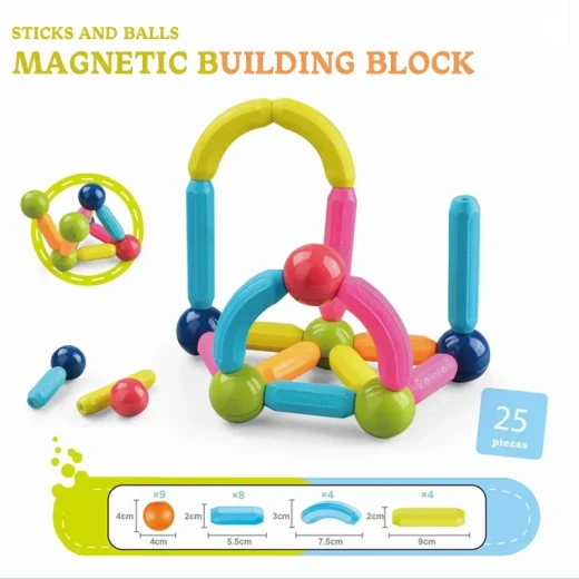 Magnetic Building Sticks and Balls Construction Set for Kids Creative Educational Learning Toy with Colorful Design Flexible 3D Assembly and Strong Magnetic Connections 25 Pieces for Children Age 3+ - K Toys - Image 5
