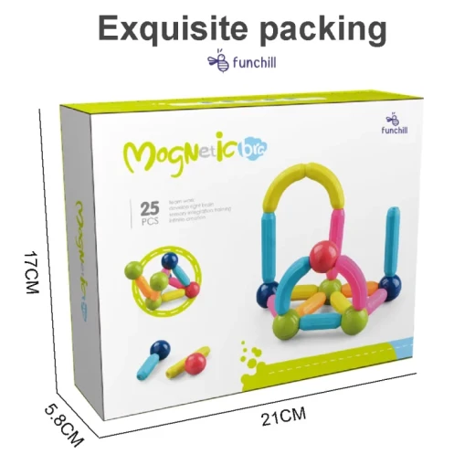 Magnetic Building Sticks and Balls Construction Set for Kids Creative Educational Learning Toy with Colorful Design Flexible 3D Assembly and Strong Magnetic Connections 25 Pieces for Children Age 3+ - K Toys - Image 6