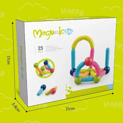 Magnetic Building Sticks and Balls Construction Set for Kids Creative Educational Learning Toy with Colorful Design Flexible 3D Assembly and Strong Magnetic Connections 25 Pieces for Children Age 3+ - K Toys - Image 10
