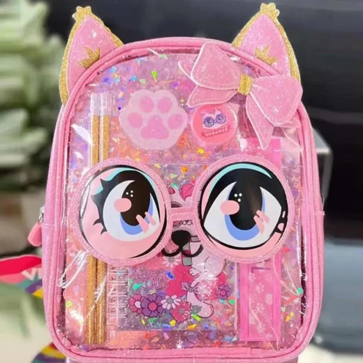VEST, Holographic Backpack Stationery Combo Iridescent Design with Notebook Pencils Eraser Sharpener Scale Stylish Gift for School and Everyday Use - Vest - Image 2