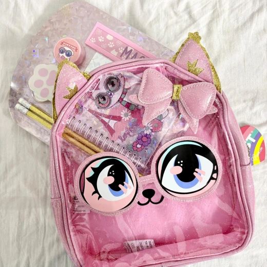 VEST, Holographic Backpack Stationery Combo Iridescent Design with Notebook Pencils Eraser Sharpener Scale Stylish Gift for School and Everyday Use - Vest - Image 3