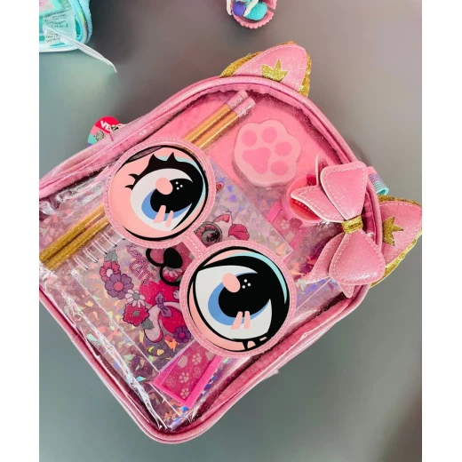 VEST, Holographic Backpack Stationery Combo Iridescent Design with Notebook Pencils Eraser Sharpener Scale Stylish Gift for School and Everyday Use - Vest - Image 4