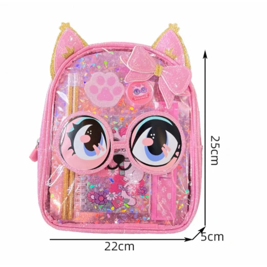 VEST, Holographic Backpack Stationery Combo Iridescent Design with Notebook Pencils Eraser Sharpener Scale Stylish Gift for School and Everyday Use - Vest - Image 5