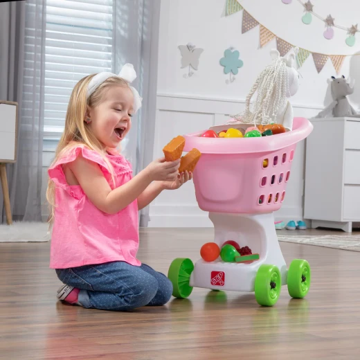 Step2, Little Helpers Shopping Cart Kids Toy Grocery Cart With Doll Seat Large Basket Storage Smooth Wheels Pretend Play Walker Toy - Step2 - Image 2