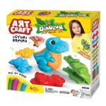 Art Craft , 3D Dinosaur Play Dough Set , 4 pcs , 200 gm - Art Craft