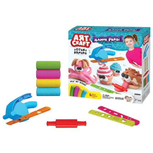 Art Craft , Dough Press Play Set with Tools , 4 pcs , 200 gm - Art Craft - Image 2
