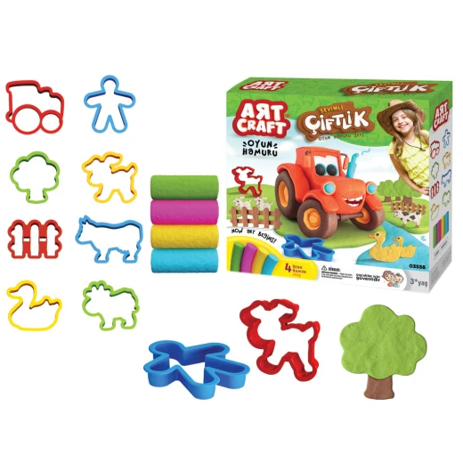 Art Craft , 3D Farm Play Dough Set , 4 pcs , 200 gm - Art Craft - Image 2