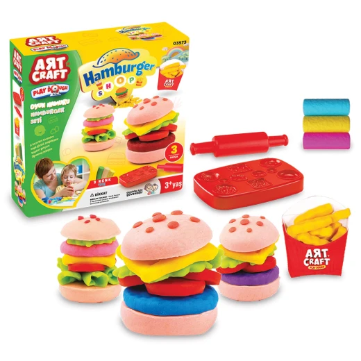 Art Craft , Hamburger Play Dough Set , 3 Colors , 150 gr , 3 pcs - Art Craft - Image 2