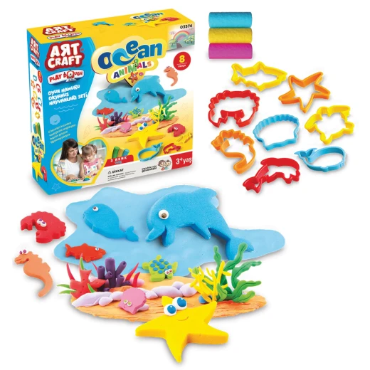 Art Craft , Ocean Animals Play Dough Set , 3 Colors , 150 gr , 8 pcs - Art Craft - Image 2
