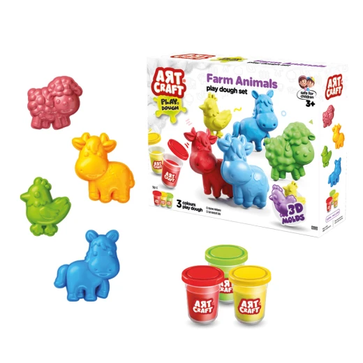 Art Craft, Farm Animals Dough Set 168 Gr for Creative Play, Imaginative Farm Animal Making, Dexterity and Motor Skill Development for Kids - Art Craft - Image 3