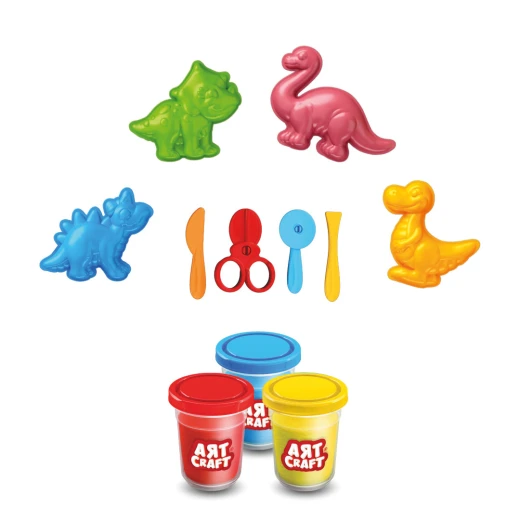 Art Craft, 3D Dinosaur Play Dough Set 168 Gr for Creative Play, Motor Skill Development, Imaginative Dinosaur Molding and Natural Dough Fun for Kids - Art Craft - Image 2