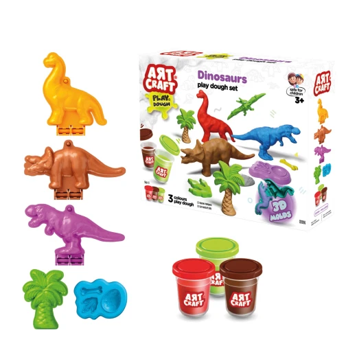 Art Craft, 3D Dinosaurs Dough Set for Creative Play, Manual Dexterity Development, Imaginative Dinosaur Molding and Safe Non-Toxic Play for Kids - Art Craft - Image 3