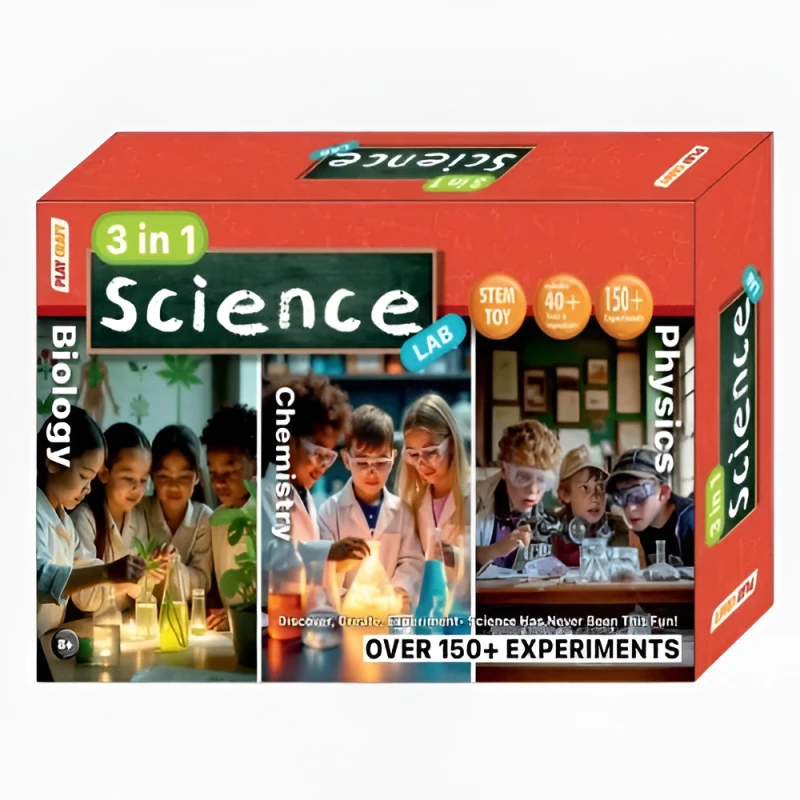 Play Craft, 3 in 1 Science Lab Kit with 155+ Experiments for Kids Exploring Physics Chemistry and Biology Through Fun Hands-On STEM Learning - Play Craft