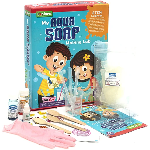 Play Craft, My Aqua Soap Making Lab for kids to create colorful aquatic scented soaps, enjoy fun educational experiments and learn simple chemistry with all included tools - Play Craft - Image 2