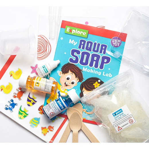 Play Craft, My Aqua Soap Making Lab for kids to create colorful aquatic scented soaps, enjoy fun educational experiments and learn simple chemistry with all included tools - Play Craft - Image 4