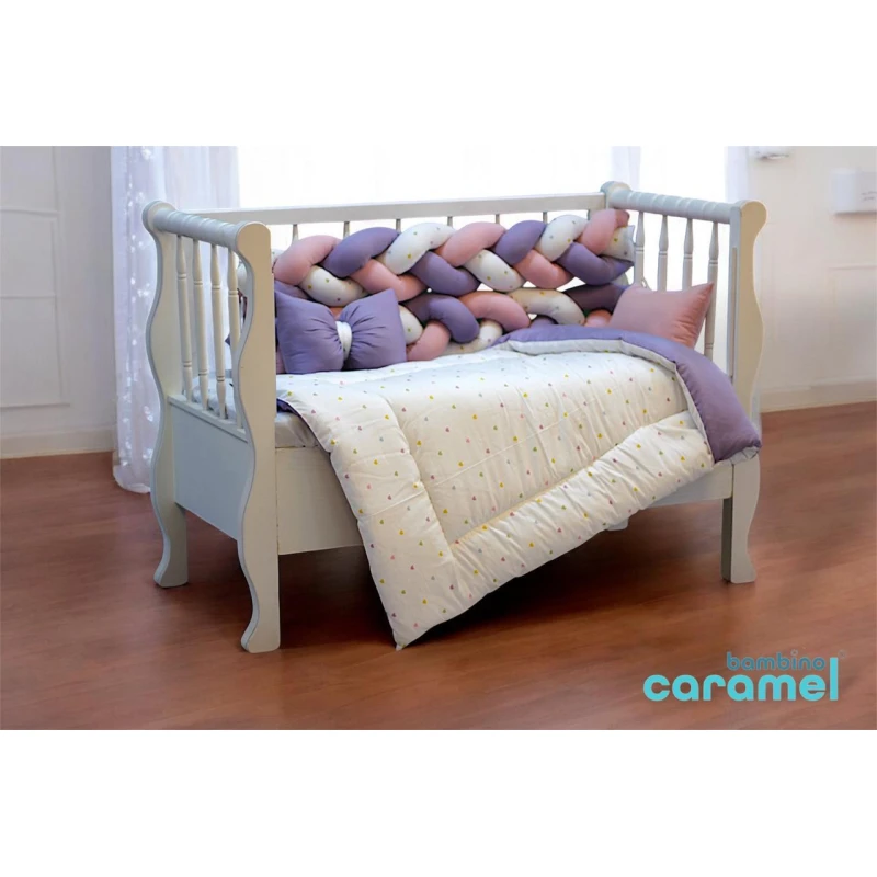Bed Sheet Set | Includes 2 Side Protectors, 2 Pillows, and Fitted Rubber Cover | Soft, Comfortable Bedding Set for Everyday Use | Size 120×80 cm 100% Cotton - Bambino Carmel