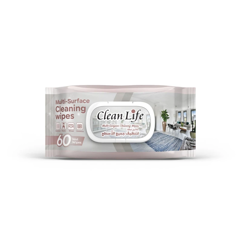 Clean Life Multi-Surface Wipes (60 Count) – Versatile Cleaning for Wood, Plastic, and Ceramic, Removes Stains and Dust Without Extra Sprays. - Baby Life