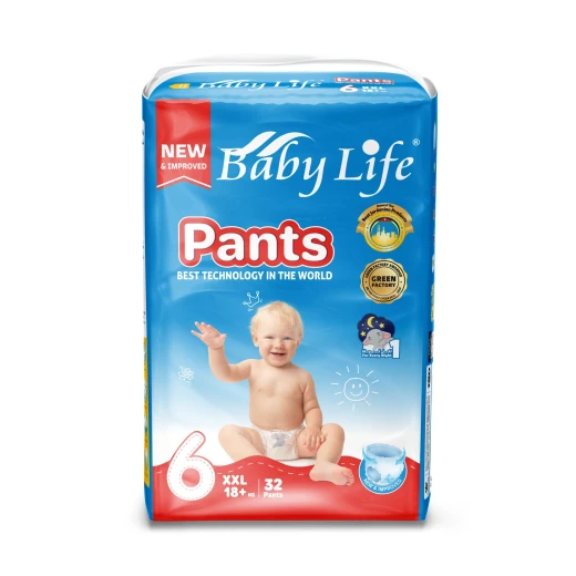 Baby Life double maxi Pants Diapers, Size 6 |+18 kg. High absorbency and leak protection to keep your baby dry, soft and gentle on sensitive skin, with a flexible design for all-day comfort Baby Life double maxi Pants Diapers, Size 6 |+18 kg. High absorbency and leak protection to keep your baby dry, soft and gentle on sensitive skin, with a flexible design for all-day comfort