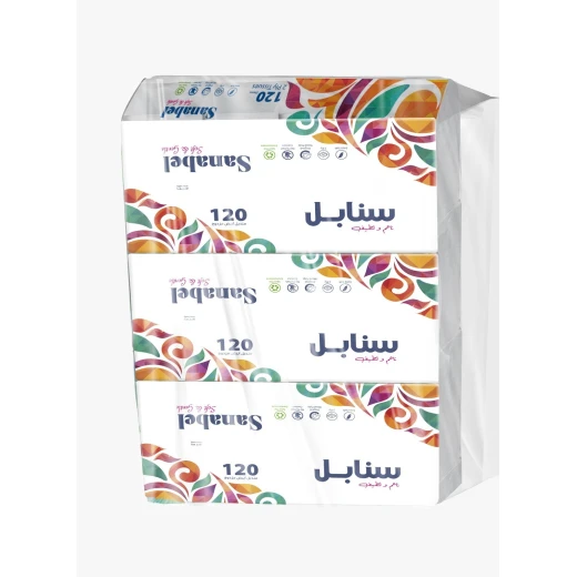 Sanabel Facial Tissues 120 Double Tissues * 3 Pieces Sanabel Facial Tissues 120 Double Tissues * 3 Pieces