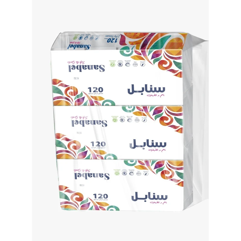 Sanabel Facial Tissues 120 Double Tissues * 3 Pieces - Baby Life