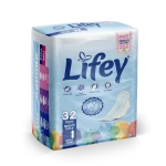 Lifey with the latest global odour-control technology, thick night pads ideal for heavy flow, offering maximum protection and long-lasting comfort throughout the night. Pack of32 pads. - Lifey