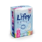 Lifey with the latest global odour-control technology, thin night pads ideal for heavy flow, offering maximum protection and long-lasting comfort throughout the night. Pack of 32 pads - Lifey