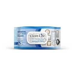  Clean Life Window & Glass Wipes (60 Wipes) – Streak-Free Shine for Mirrors and Glass, Removes Fingerprints and Dust Without Additional Cleaners.
