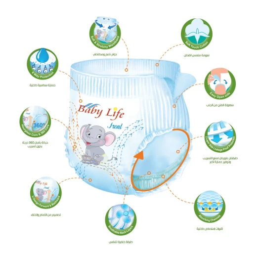 Baby Life mega maxi Pants Diapers, Size8 |+22 kg. High absorbency and leak protection to keep your baby dry, soft and gentle on sensitive skin, with a flexible design for all-day comfort - Baby Alive - Image 2