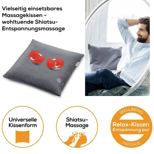 Beurer MG135 SH Shiatsu Massage Cushion, Neck & Back Massager with Heat, Deep-Kneading Nodes, Soft Velvet Cover, Home Relaxation & Tension Relief - Beurer - Image 2