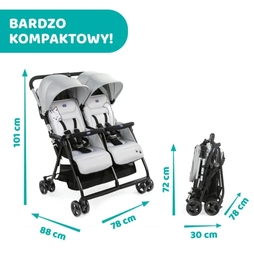 Chicco Ohlala Twin Stroller Silver Lightweight  - Chicco - Image 3