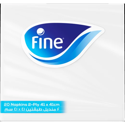 مناديل مائدة, 20 قطعة, باللون الأبيض, 41*41 سم من فاين مناديل مائدة, 20 قطعة, باللون الأبيض, 41*41 سم من فاين