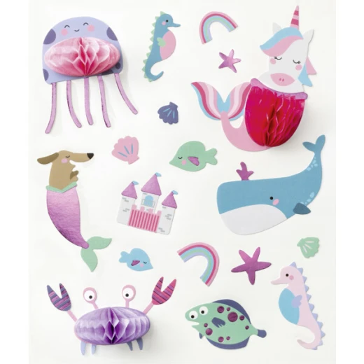 Folia Sweet Ocean Honeycomb Ball Sticker Sheet 18 Iridescent Pink Stickers (4 3D Honeycomb, 14 Flat) with Hot Foil 140 x 165 mm Perfect for Cards, Gifts & Crafts (18403) - Folia - Image 2