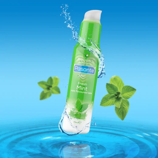 Pasante Fresh Mint Lube, Water-Based Personal Lubricant, Fresh Mint Flavored, Cooling Sensation, Non-Greasy & Non-Staining, 75 mL - Pasante - Image 2