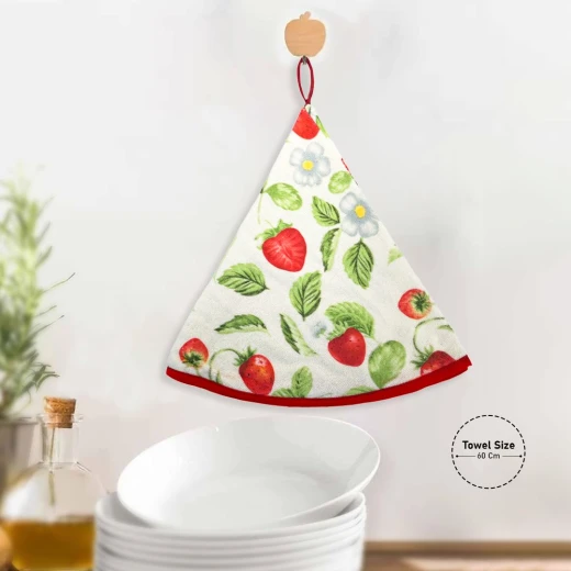 Lovely Home 60cm Round Kitchen Towel - Strawberry Red - Lovely Home - Image 2