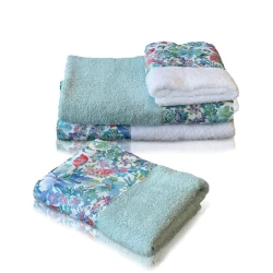 RR 4-Piece Towel Set - Floral Blue & White