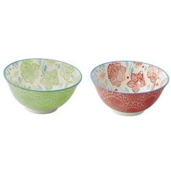 Easy Life Fleur VersaB 2-Piece 15cm Bowl Set in Box - Green & Red