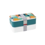 Easy Life Abstract 1200ml 2-Layer Lunchbox with Cutlery - Teal & White - Easy Life