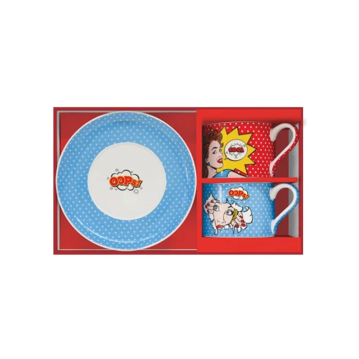 طقم فناجين شاي 4 قطع 240 مل بعلبة من Easy Life Pop Art - ألوان متعددة - ايزي  لايف - Image 3