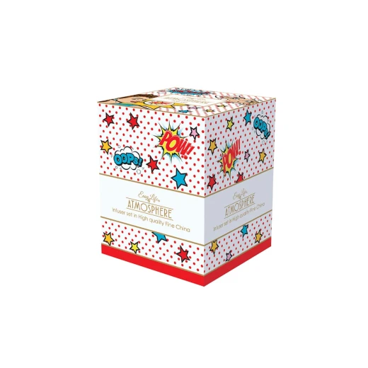 طقم كوب بمصفاة وغطاء 350 مل بعلبة من Easy Life Pop Art - ألوان متعددة - ايزي  لايف - Image 3