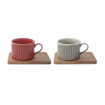 Easy Life Take a Break Mug Set in Box - Gray & Red, 250ml, 4-Piece - Easy Life