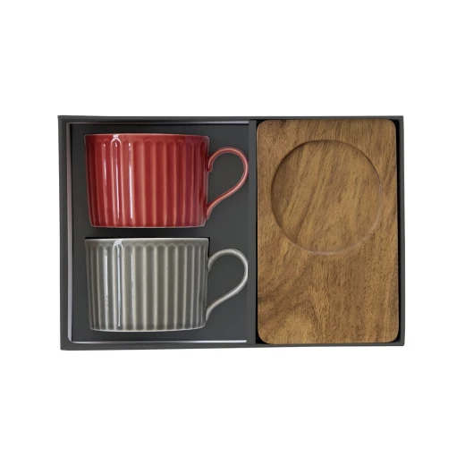 Easy Life Take a Break Mug Set in Box - Gray & Red, 250ml, 4-Piece - Easy Life - Image 3