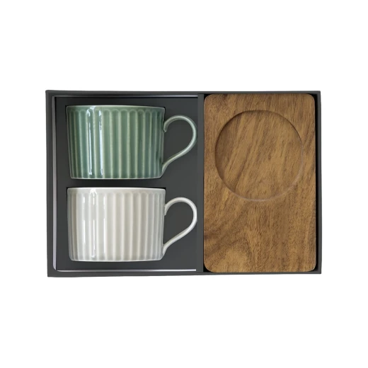 Easy Life Take a Break Mug Set in Box - Gray & Green, 250ml, 4-Piece - Easy Life - Image 3