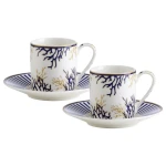 Easy Life Corallo 80ml 4-Piece Cups & Saucers Set in Box - Blue & Gold - Easy Life