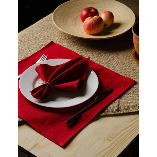 Zambaiti Chou 4-Piece Dinner Napkins Set - Red - Zambaiti - Image 2