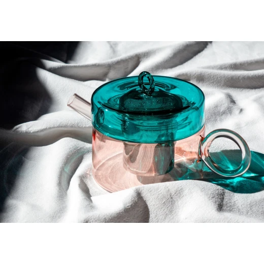 Easy Life 800ml Glass Teapot - Petrol & Peach - Easy Life - Image 3
