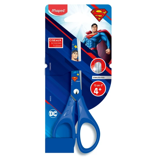 Maped Pulse Scissors 13cm - Superman Symmetrical Design | Safe & Comfortable for Kids
